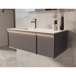 База под раковину Elise 1000 подвесная, левая, 2 выкатных ящика soft close, серый матовый