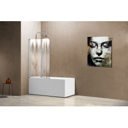 Душевая шторка на ванну, 1140*1400, хром, стекло шиншилла, левая, VSB-12114CH-L