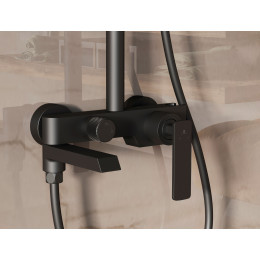 Душевая стойка VSFS-413MB с изливом, черный матовый