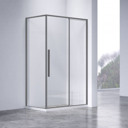 Душевой уголок Slim-N VSR-4SN9011CLGM, 1100*900, вороненая сталь, стекло прозрачное