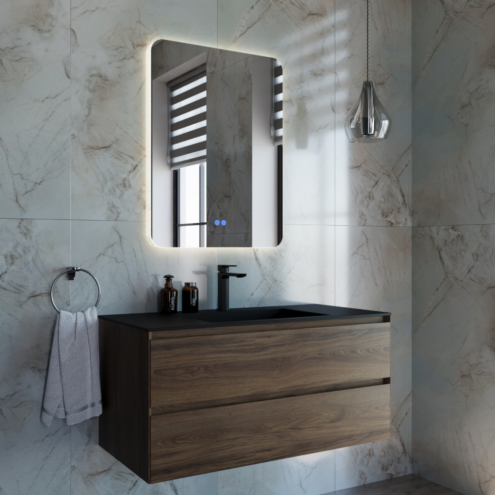 База под раковину Luka 1000 подвесная, 2 выкатных ящика soft-close, C.Oak