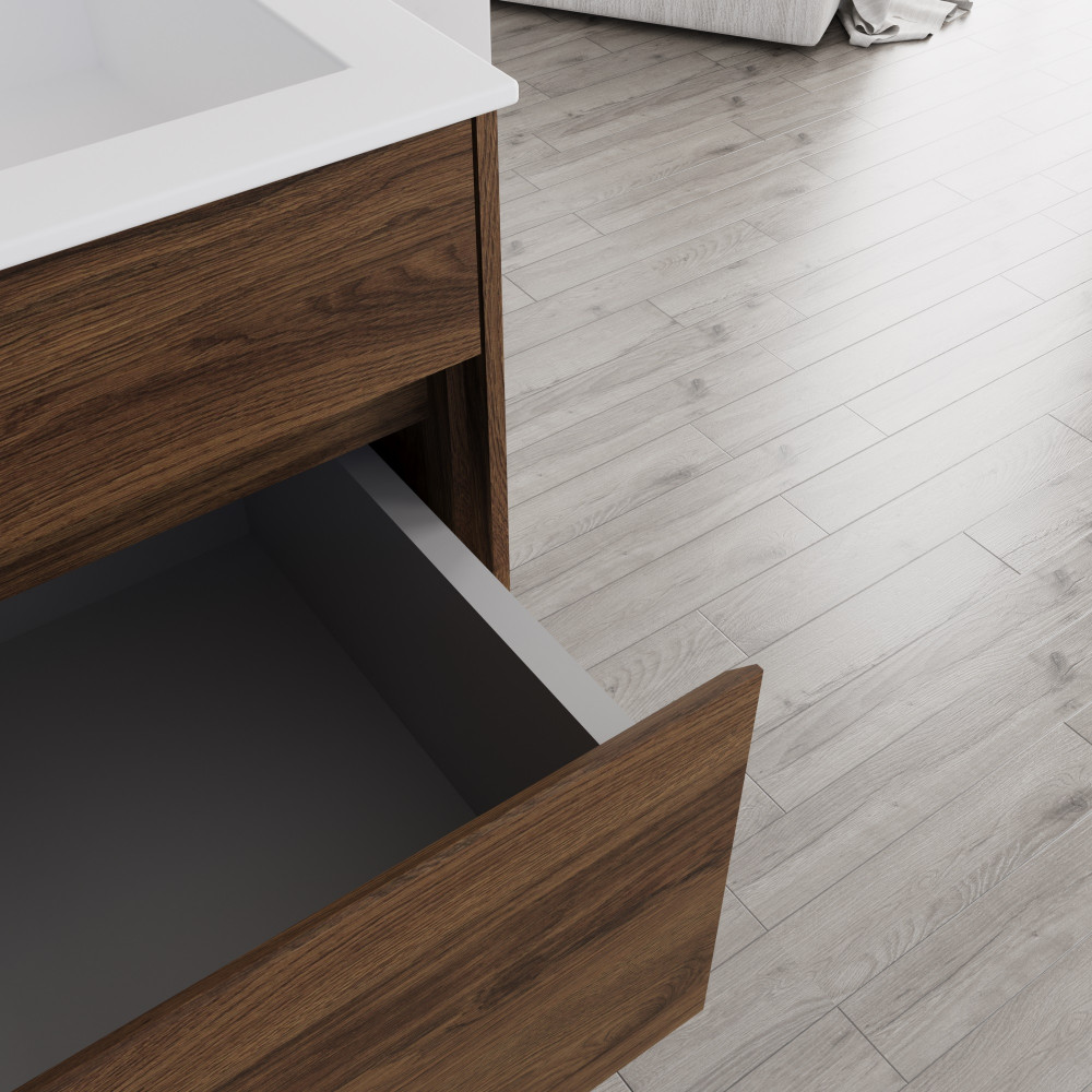 База под раковину Chiara 600 подвесная, 1 выкатной ящик soft-close, C.Oak