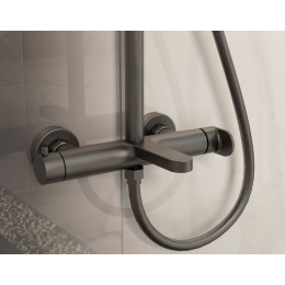 Душевая стойка Rondo VSFS-1R1GM с изливом, вороненая сталь