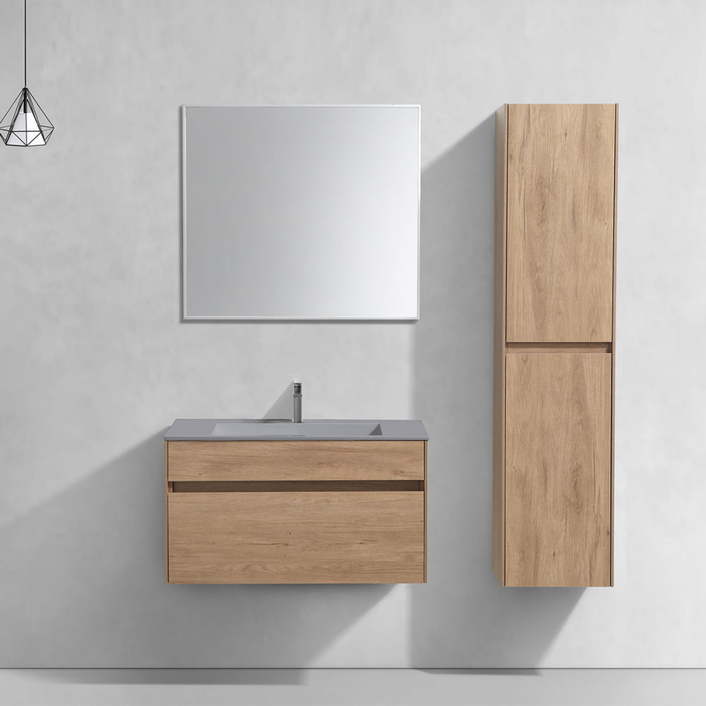 База под раковину Chiara 800 подвесная, 1 выкатной ящик soft-close, N.Oak