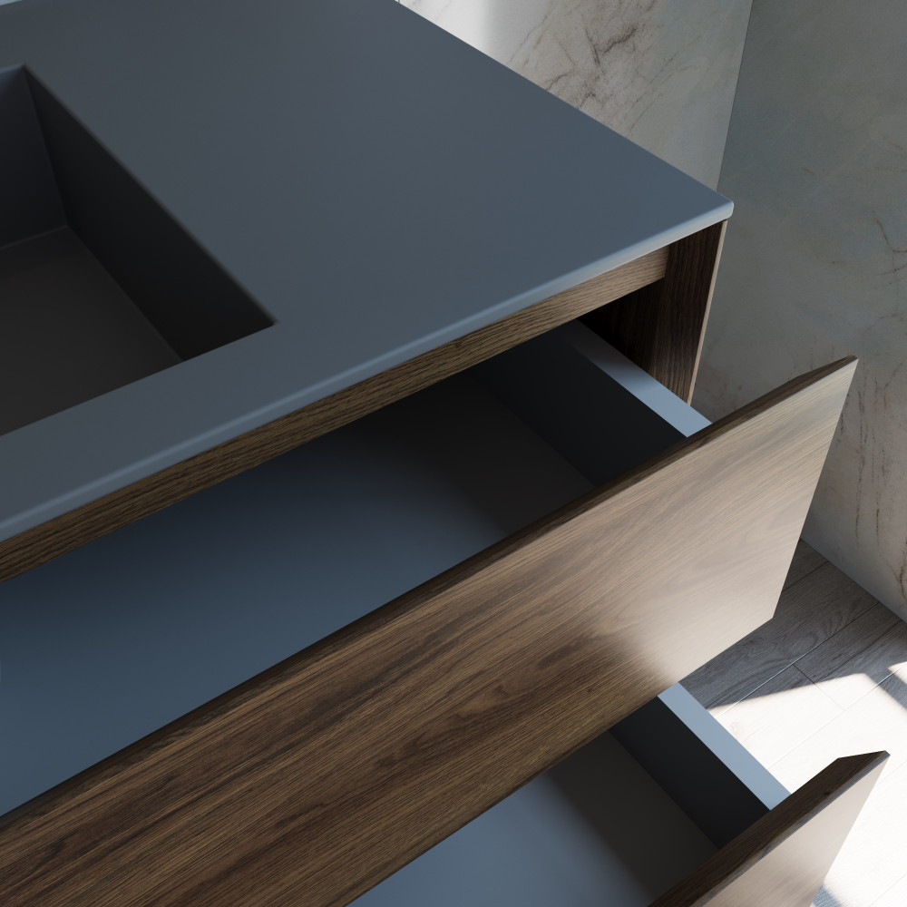 База под раковину Luka 1000 подвесная, 2 выкатных ящика soft-close, C.Oak