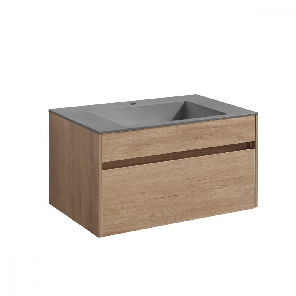 База под раковину Chiara 800 подвесная, 1 выкатной ящик soft-close, N.Oak