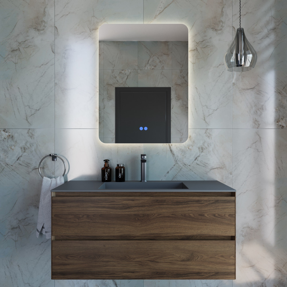 База под раковину Luka 1000 подвесная, 2 выкатных ящика soft-close, C.Oak