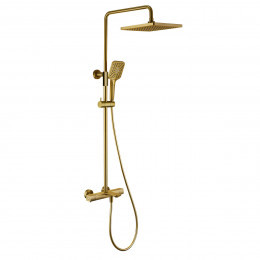 Душевая стойка Next VSFS-1N1TBG термостатическая с изливом, 25см верх душ, брашированное золото
