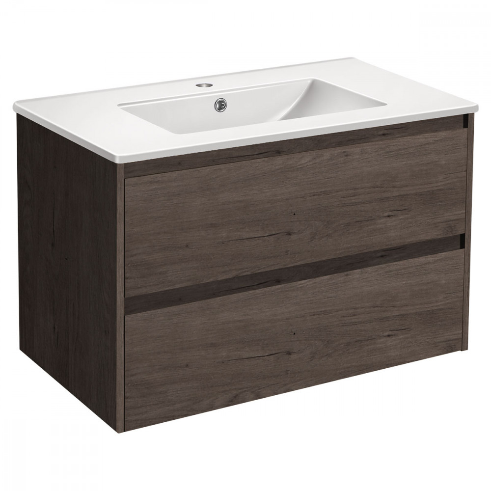 База под раковину Gio 800 подвесная, 2 выкатных ящика soft-close, R.Oak