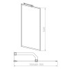 Душевая шторка на ванну VSB-41700FLGM, 700*1400, вороненая сталь, стекло рифленое