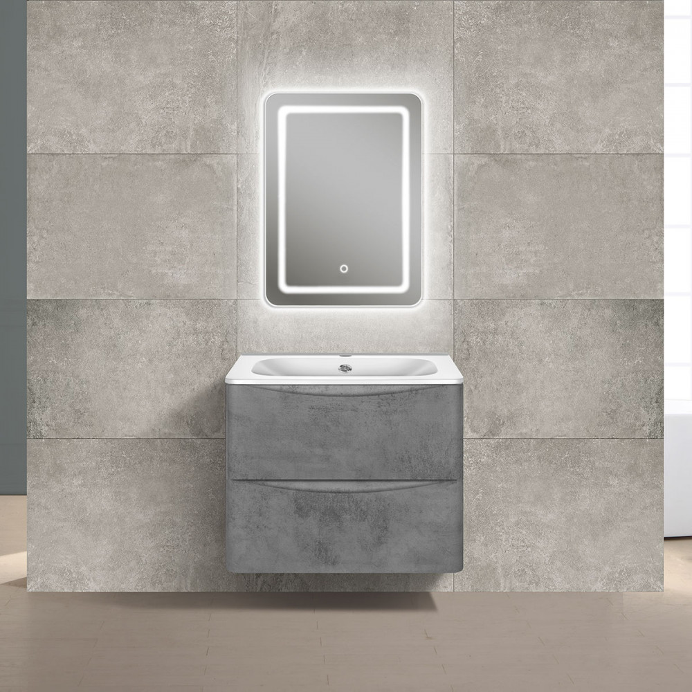 База под раковину Paola 600 подвесная, 2 выкатных ящика soft close, Beton