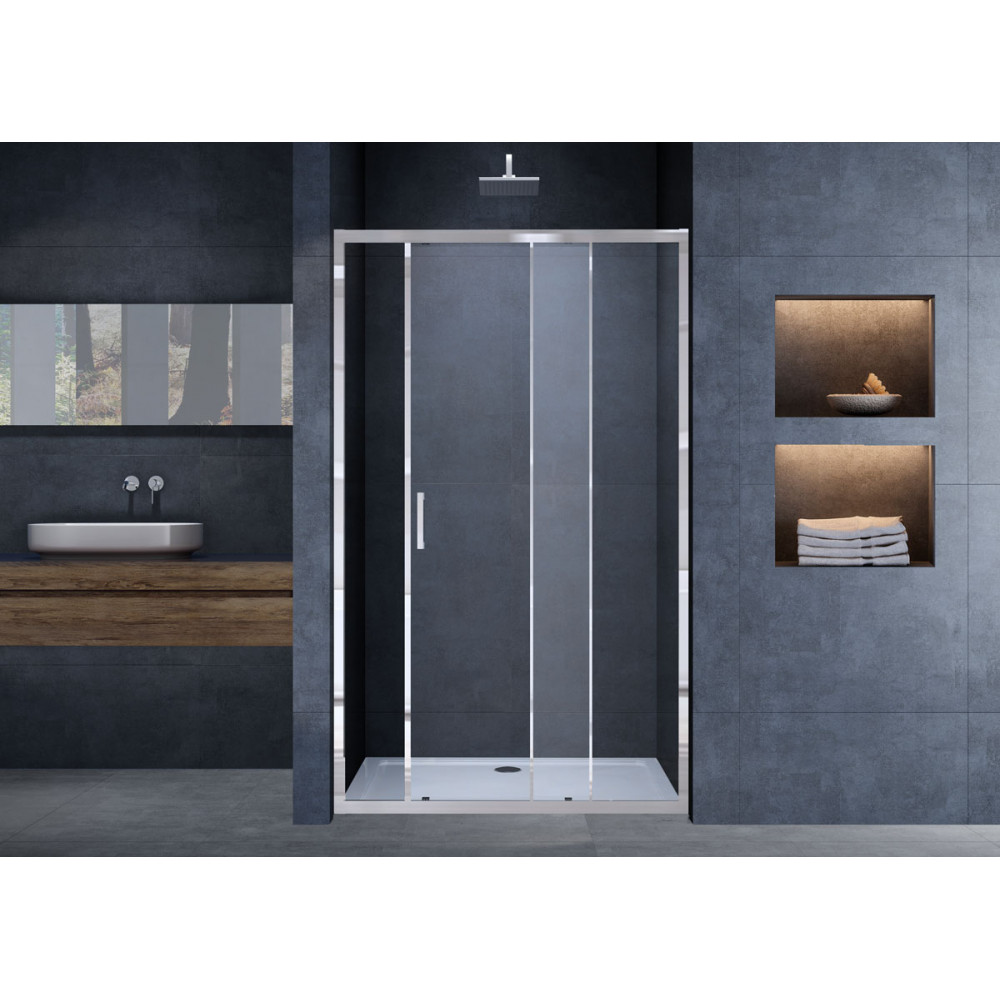 Душевая дверь Alpha VDS-3AL140CL, 1400, хром, стекло прозрачное