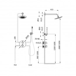 Душевой комплект VSFW-101TCH термостат встраиваемый, 2 режима, хром