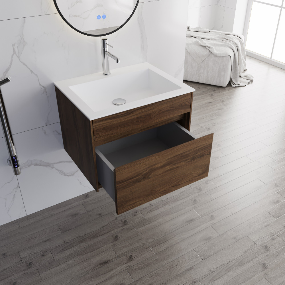 База под раковину Chiara 600 подвесная, 1 выкатной ящик soft-close, C.Oak