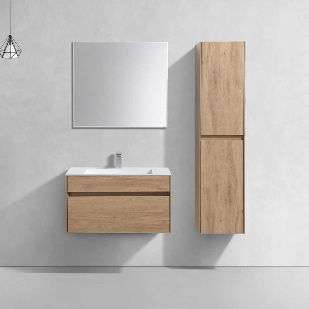 База под раковину Chiara 800 подвесная, 1 выкатной ящик soft-close, N.Oak