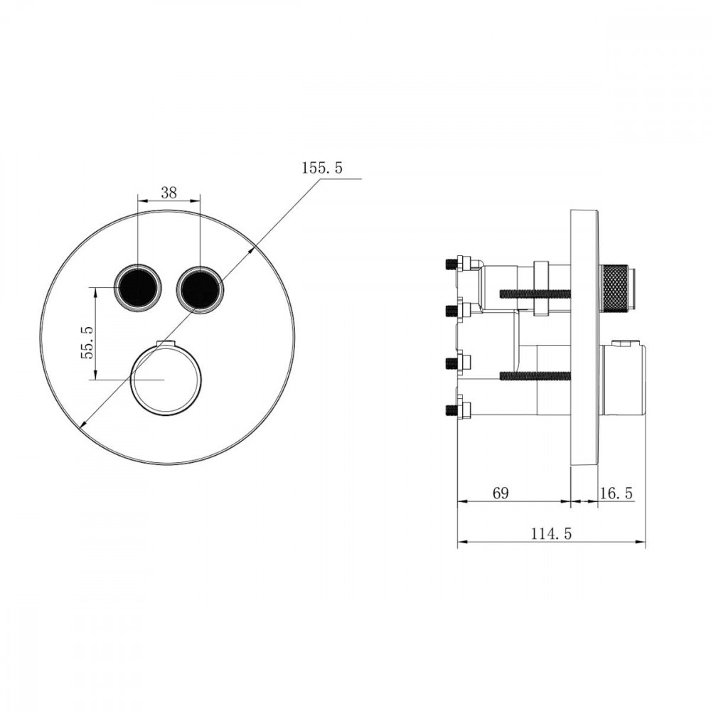 Душевой комплект Inspire VSFW-3I22MT2GM встраиваемый, термостат, двухрежимный, вороненая сталь