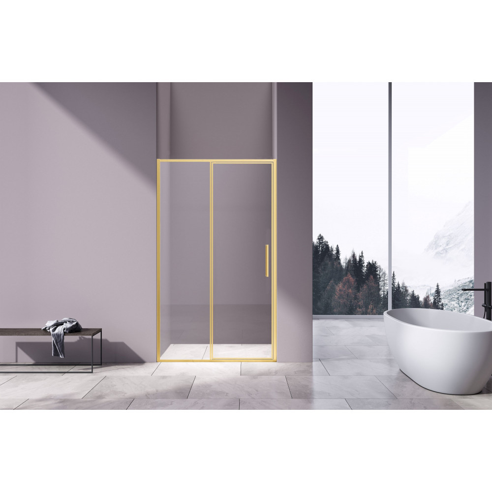 Душевая дверь Slim 8mm VDP-4SL120CLG, брашированное золото, стекло прозрачное