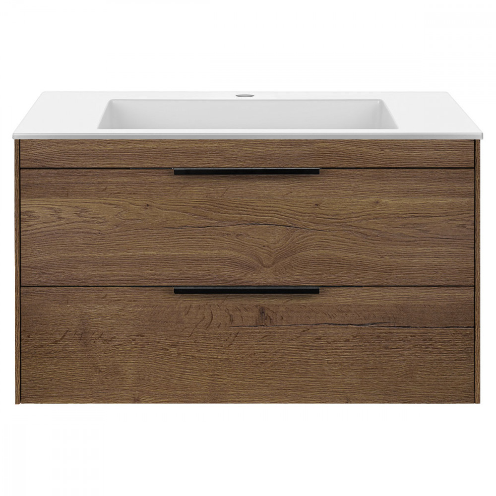 База под раковину Chiara 2D 800 подвесная, 2 выкатных ящика soft-close, T.Oak