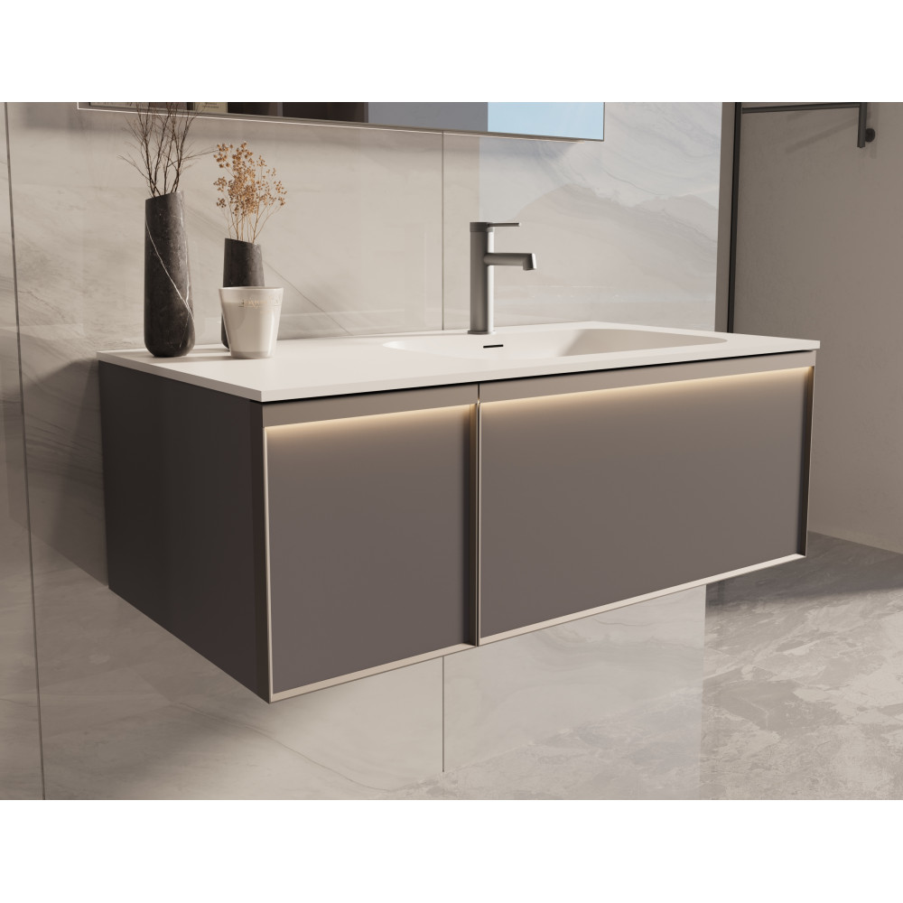 База под раковину Elise 1000 подвесная, правая, 2 выкатных ящика soft close, серый матовый