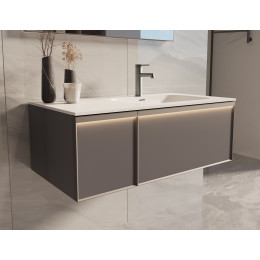 База под раковину Elise 1000 подвесная, правая, 2 выкатных ящика soft close, серый матовый