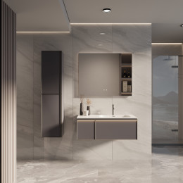 База под раковину Elise 1000 подвесная, правая, 2 выкатных ящика soft close, серый матовый