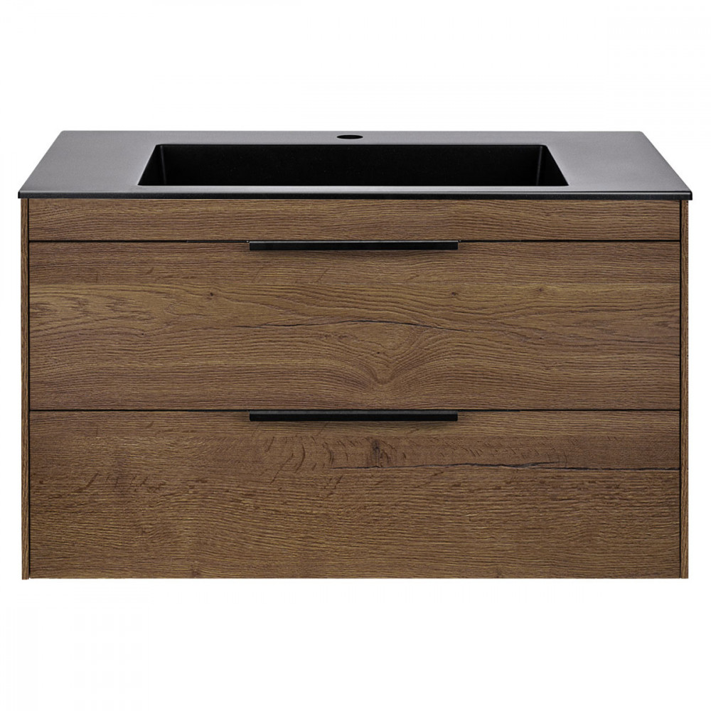 База под раковину Chiara 2D 800 подвесная, 2 выкатных ящика soft-close, T.Oak