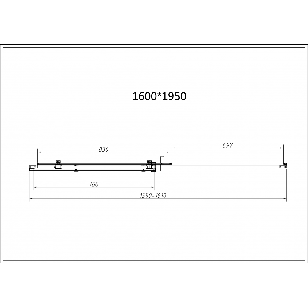 Душевая дверь Como-N VDS-4CN160CLB, 1600, черный, стекло прозрачное