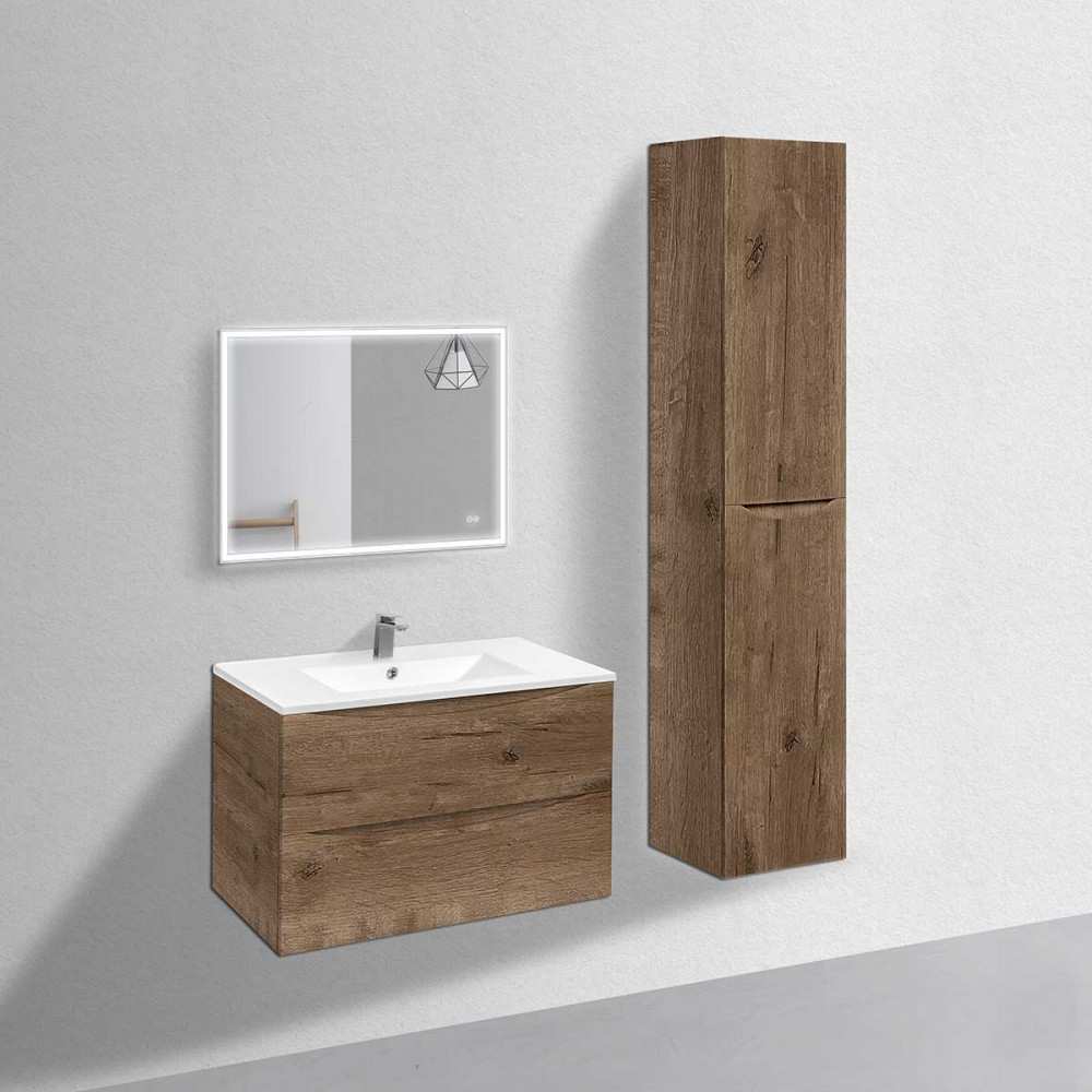База под керамическую раковину Mia 750 подвесная, 2 выкатных ящика soft close, V.Oak