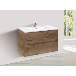 База под керамическую раковину Mia 750 подвесная, 2 выкатных ящика soft close, V.Oak