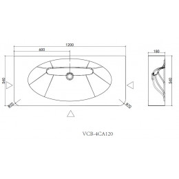 Раковина Caprise VCB-4CA120MWG, Corian, цвет белый матовый + серый матовый