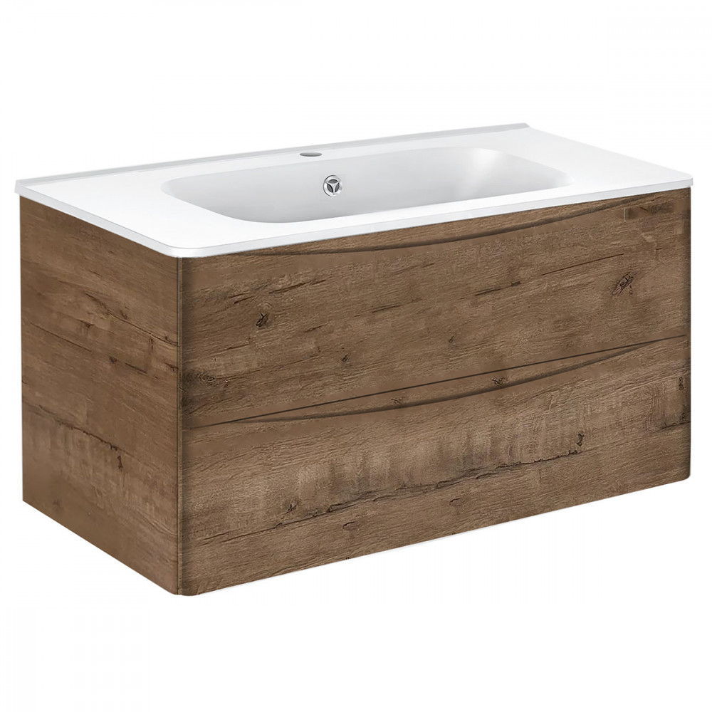 База под раковину Paola 1000 подвесная, 2 выкатных ящика soft close, V.Oak