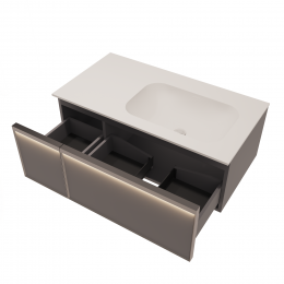 База под раковину Elise 1000 подвесная, правая, 2 выкатных ящика soft close, серый матовый