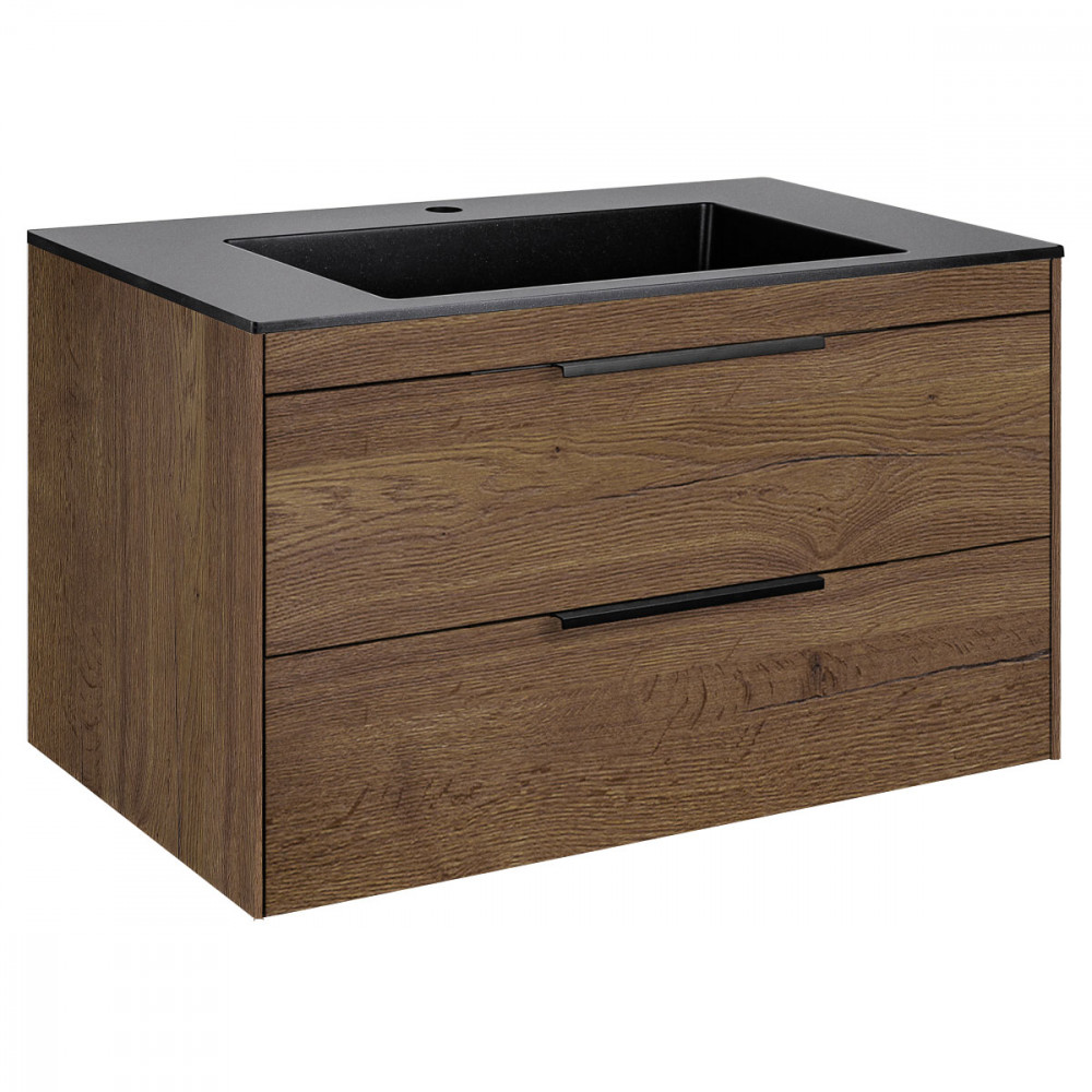 База под раковину Chiara 2D 800 подвесная, 2 выкатных ящика soft-close, T.Oak