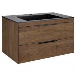 База под раковину Chiara 2D 800 подвесная, 2 выкатных ящика soft-close, T.Oak