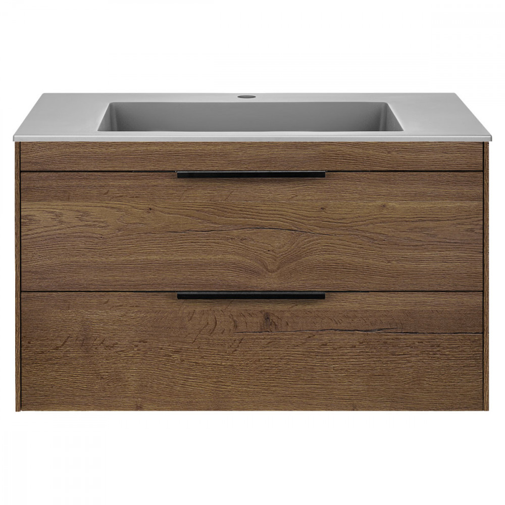 База под раковину Chiara 2D 800 подвесная, 2 выкатных ящика soft-close, T.Oak