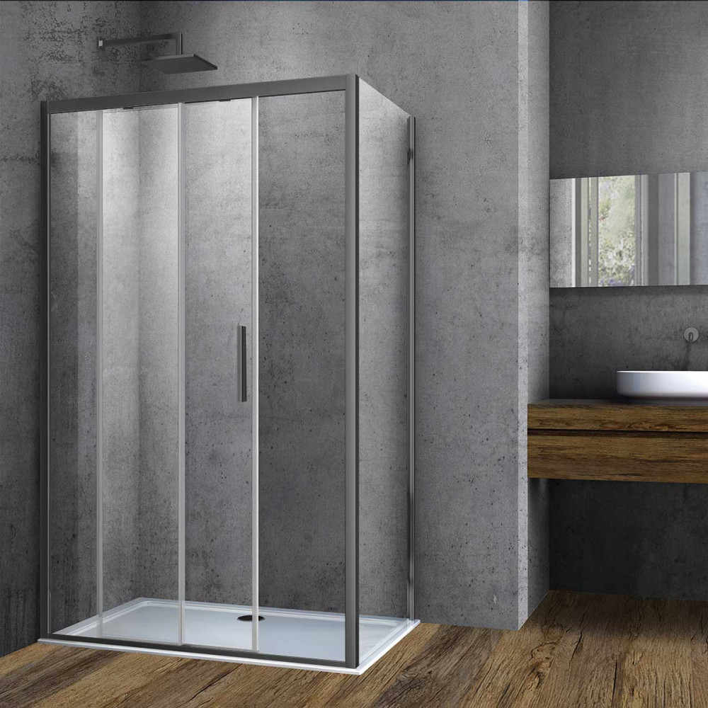 Душевой уголок Soft VSR-3SO9014CLGM, 1400*900, вороненая сталь, стекло прозрачное