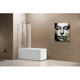 Душевая шторка на ванну, 1140*1400, хром, стекло прозрачное, VSB-12114CL