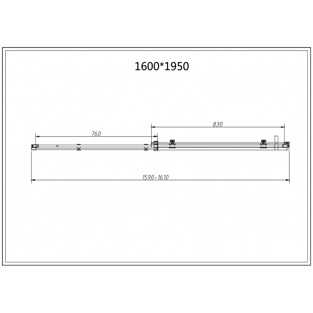 Душевая дверь Como-N VDS-4CN160CLB, 1600, черный, стекло прозрачное