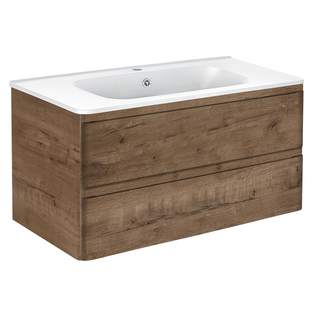 База под раковину Vico 1000 подвесная, 2 выкатных ящика soft close, V.Oak