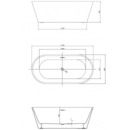 Ванна акриловая Vincea VBT-4291-1700, 1700*800*580, цвет белый, щелевой перелив