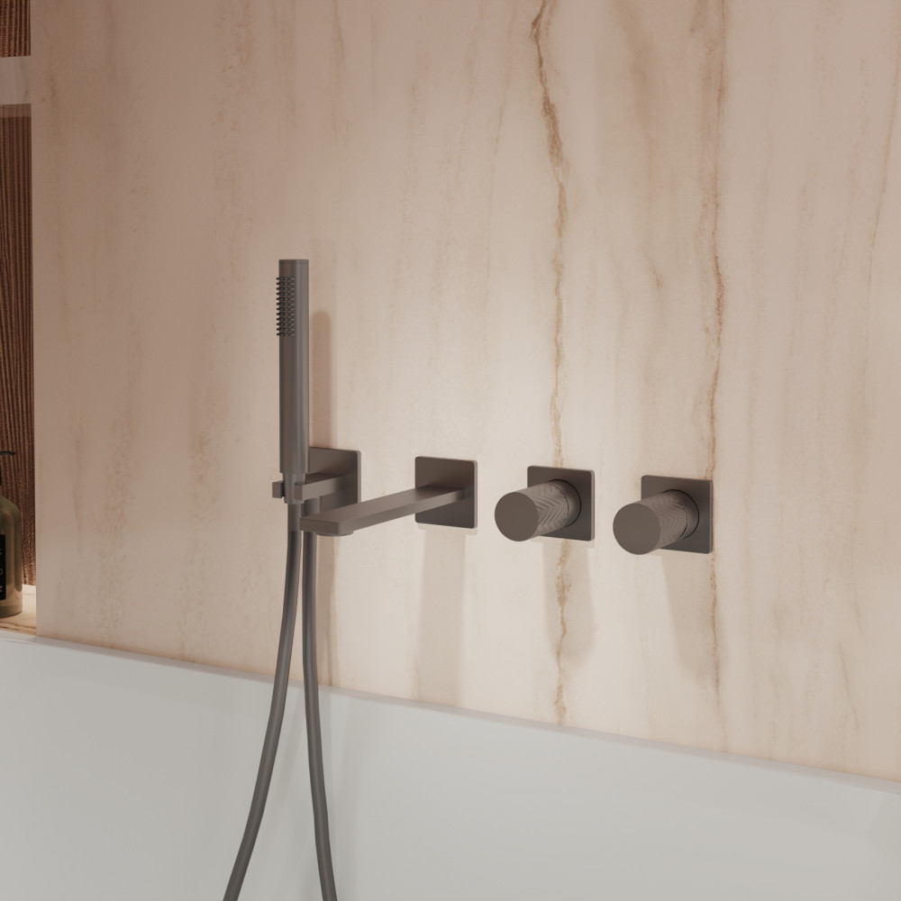 Смеситель для ванны Альто (Alto) VBTW-6AL1GM, встраиваемый, вороненая сталь