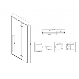 Душевая дверь Slim-N VDPH-5SN100CLB, 1000, черный, стекло прозрачное