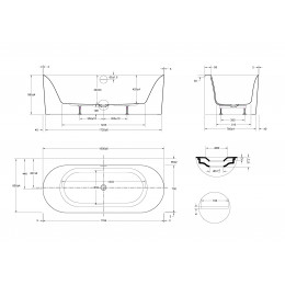 Ванна акриловая Vincea VBT-703-1800, 1800*800*585, цвет белый, щелевой перелив, слив белый