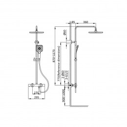 Душевая стойка Next VSFS-1N0TGM термостатическая без излива, 25см верх душ, вороненая сталь