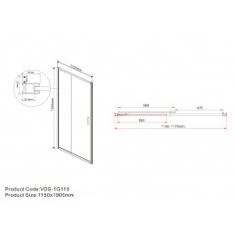 Душевая дверь Garda VDS-1G115CL, 1150, хром, стекло прозрачное