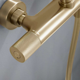 Душевая стойка Desire VSFS-1D0TBG термостат без излива, 25см верх душ, брашированное золото