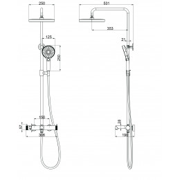 Душевая стойка Rim VSFS-2RM1MB с изливом, черный матовый
