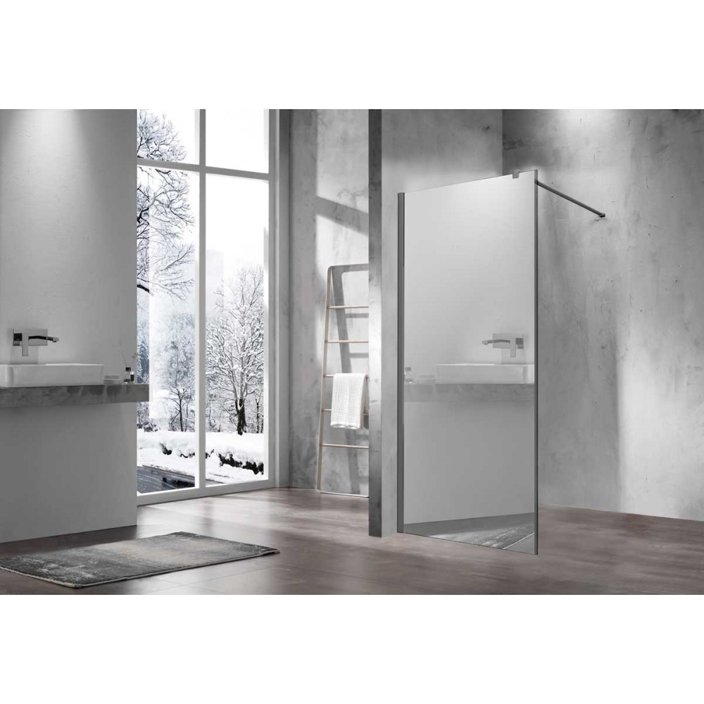 Душевая перегородка Walk-In VSW-1H100MRGM, 1000*2000, вороненая сталь, стекло зеркальное