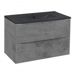 База под керамическую раковину Mia 800 подвесная, 2 выкатных ящика soft close, Beton