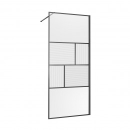 Душевая перегородка Walk-In VSW-1HC800CFGM, 800*2000, вороненая сталь, стекло прозрачное/рифленое